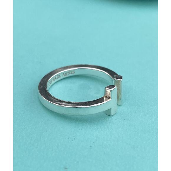 Tiffany & Co. Sterling Silver 925 T Square Stacking Band Ring Sz 7.25 - Picture 5 of 9